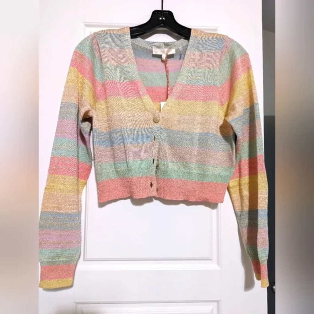 LoveShackFancy Asteria Stripe Crop Cardigan